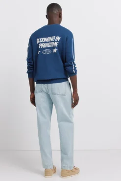 Online Springfield Pantalon chino en jean délavé clair bleu