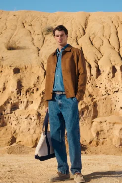 Springfield Pantalon chino surteint relaxed fit bleu