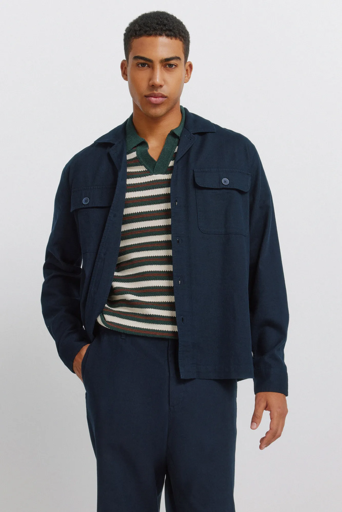 Sale Springfield Pantalon coupe droite en coton bleu
