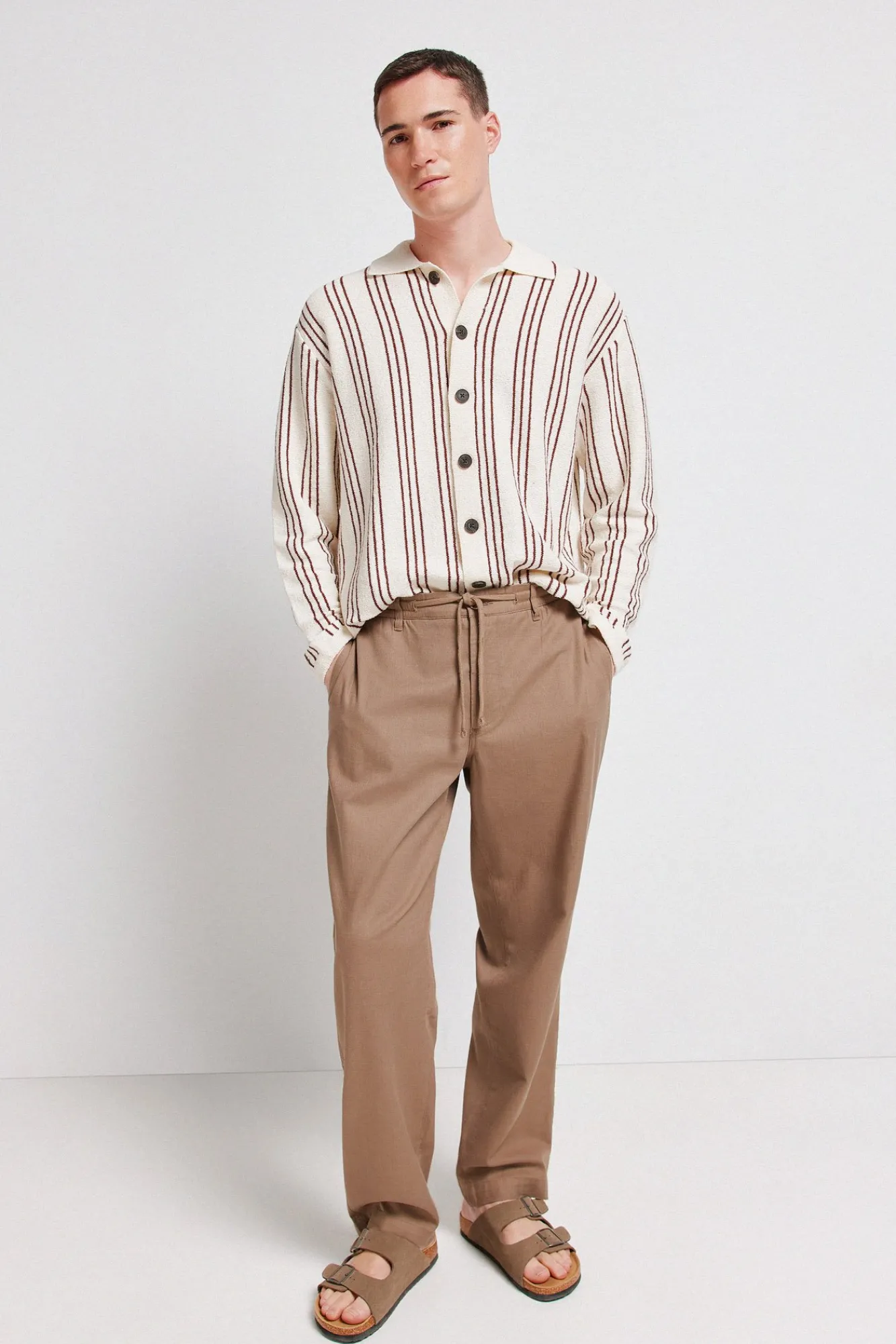 Online Springfield Pantalon dobby coupe droite nude