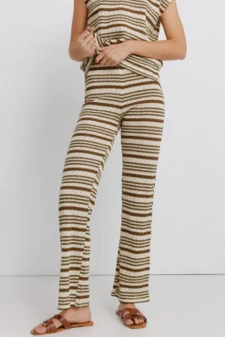 Outlet Springfield Pantalon en tricot &agrave; rayures beige