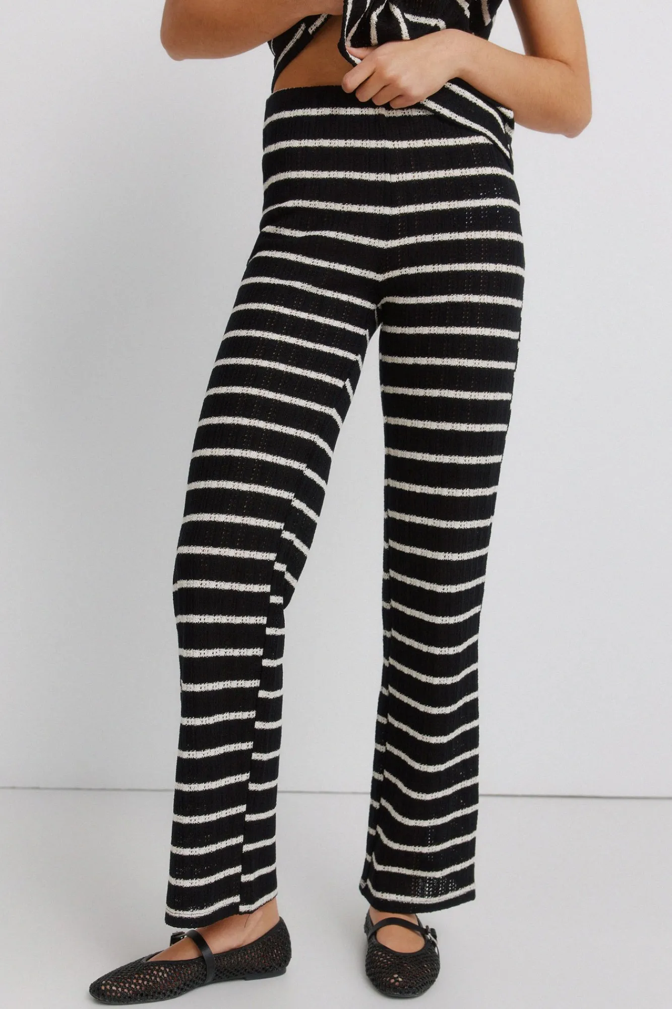 Hot Springfield Pantalon en tricot à rayures noir