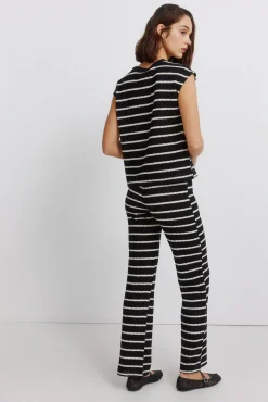 Hot Springfield Pantalon en tricot à rayures noir