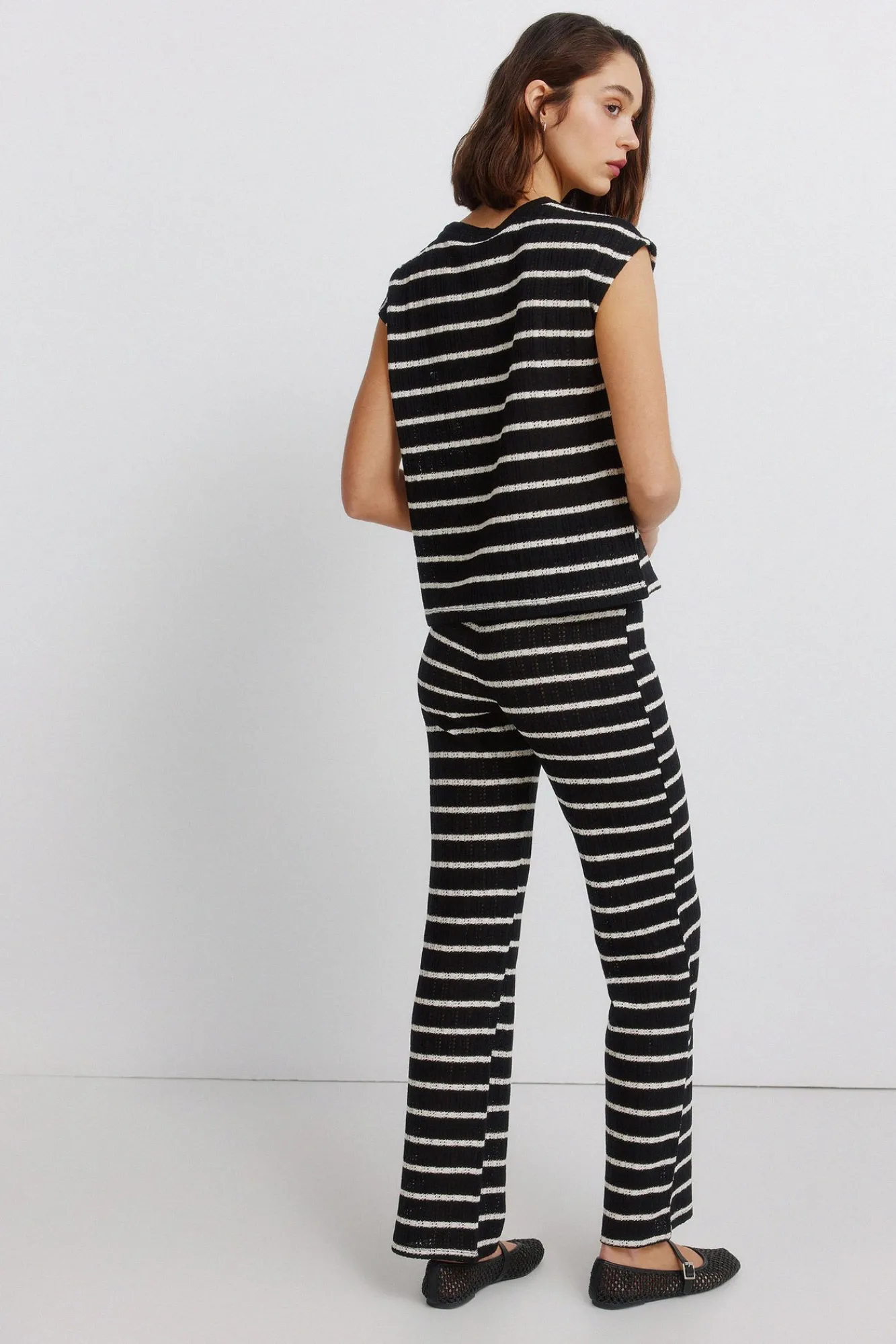 Hot Springfield Pantalon en tricot à rayures noir