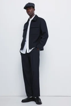 Clearance Springfield Pantalon rayures coupe droite bleu