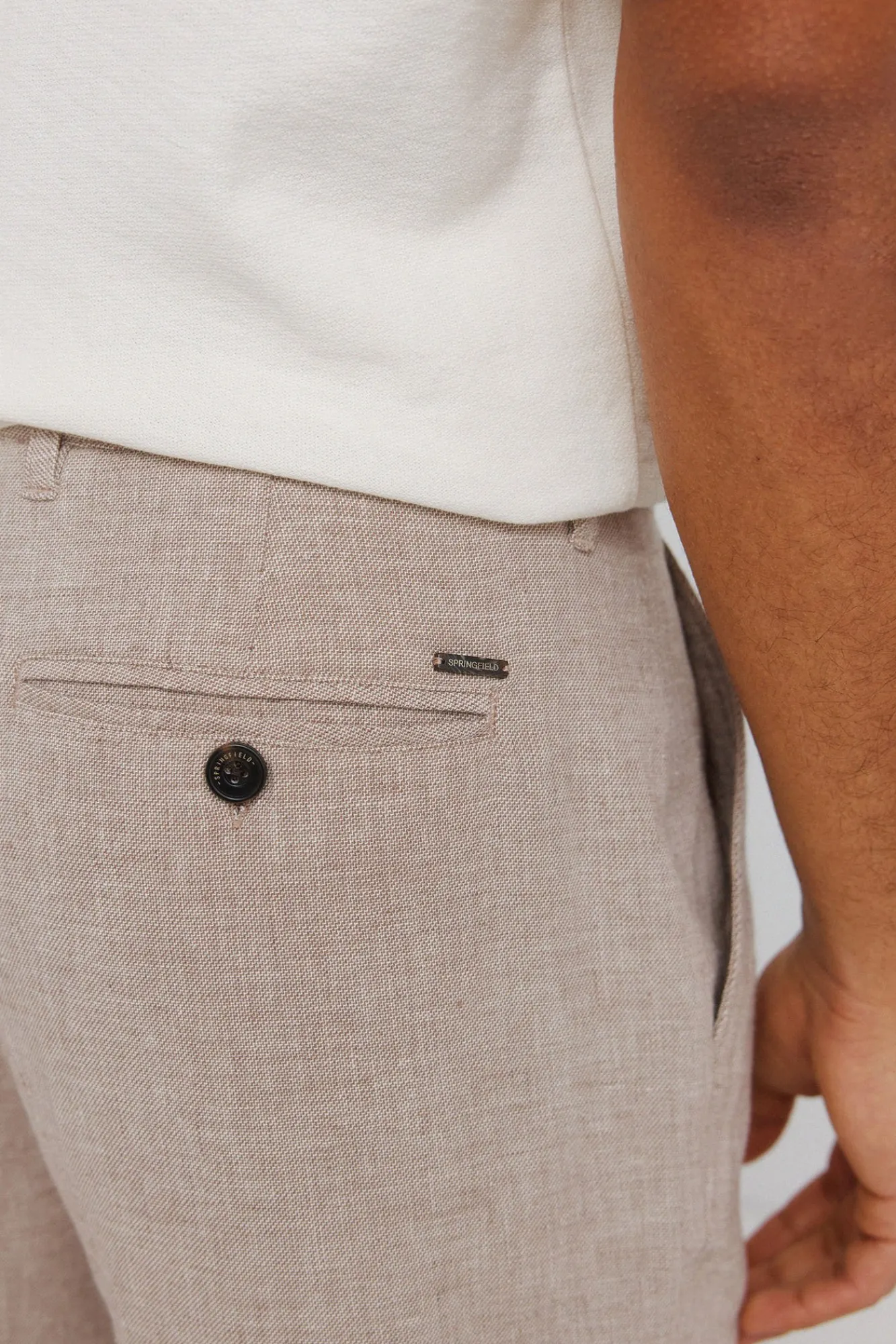 Springfield Pantalon slim fit confortable en lin structuré
