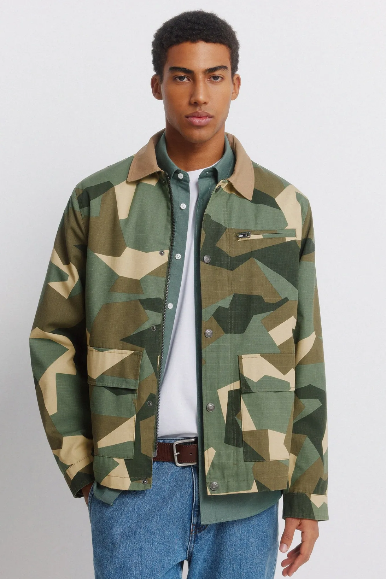Best Springfield Parka camouflage col contrastant beige