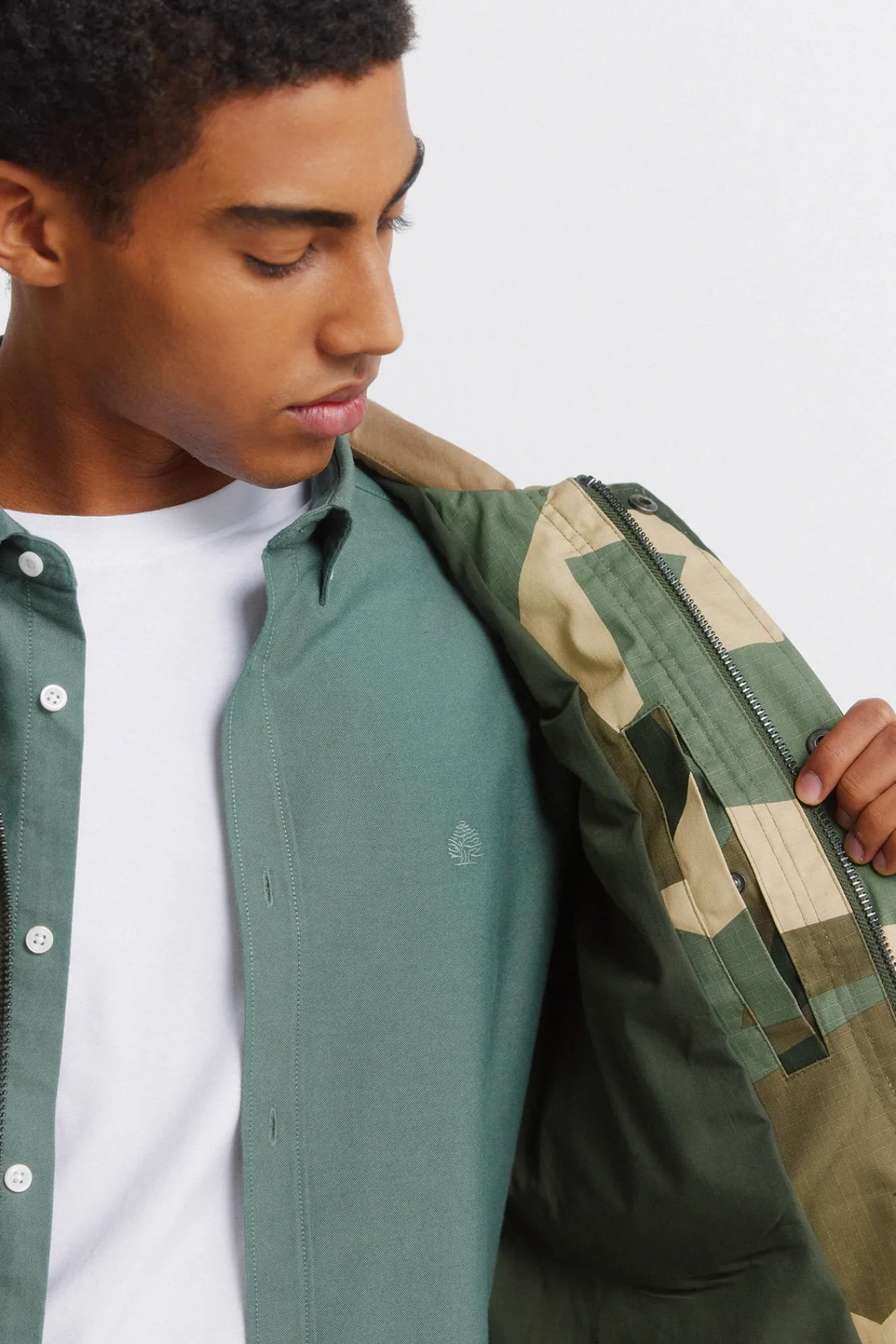 Best Springfield Parka camouflage col contrastant beige