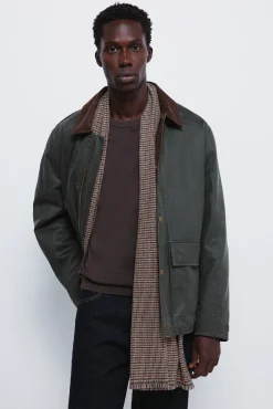 Springfield Parka courte avec col en velours c&ocirc;tel&eacute;