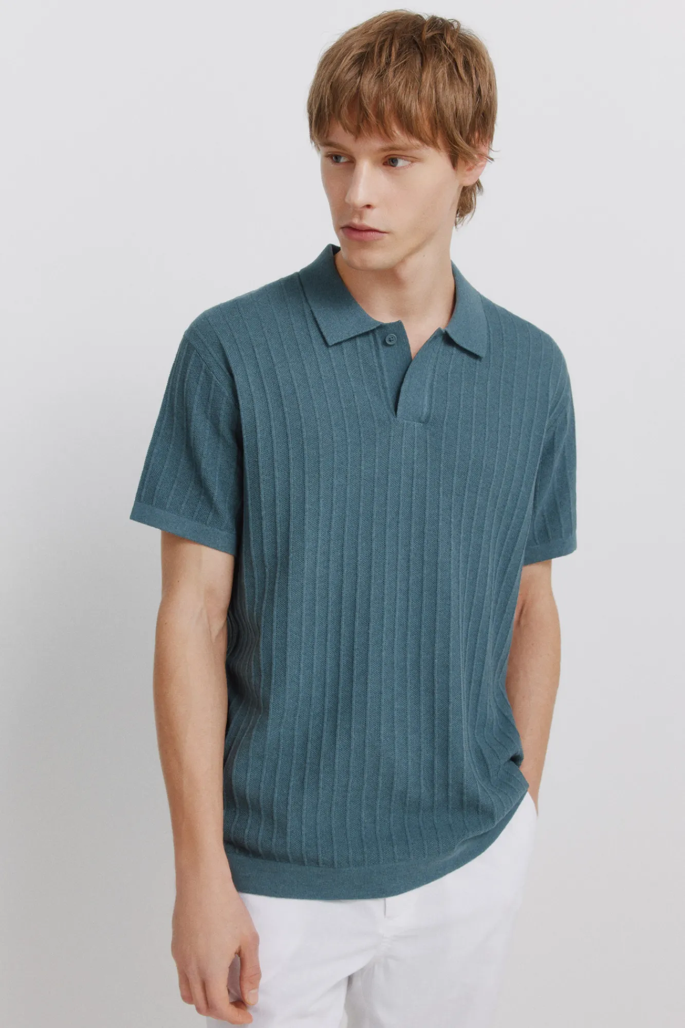 New Springfield Polo basique structuré bleu