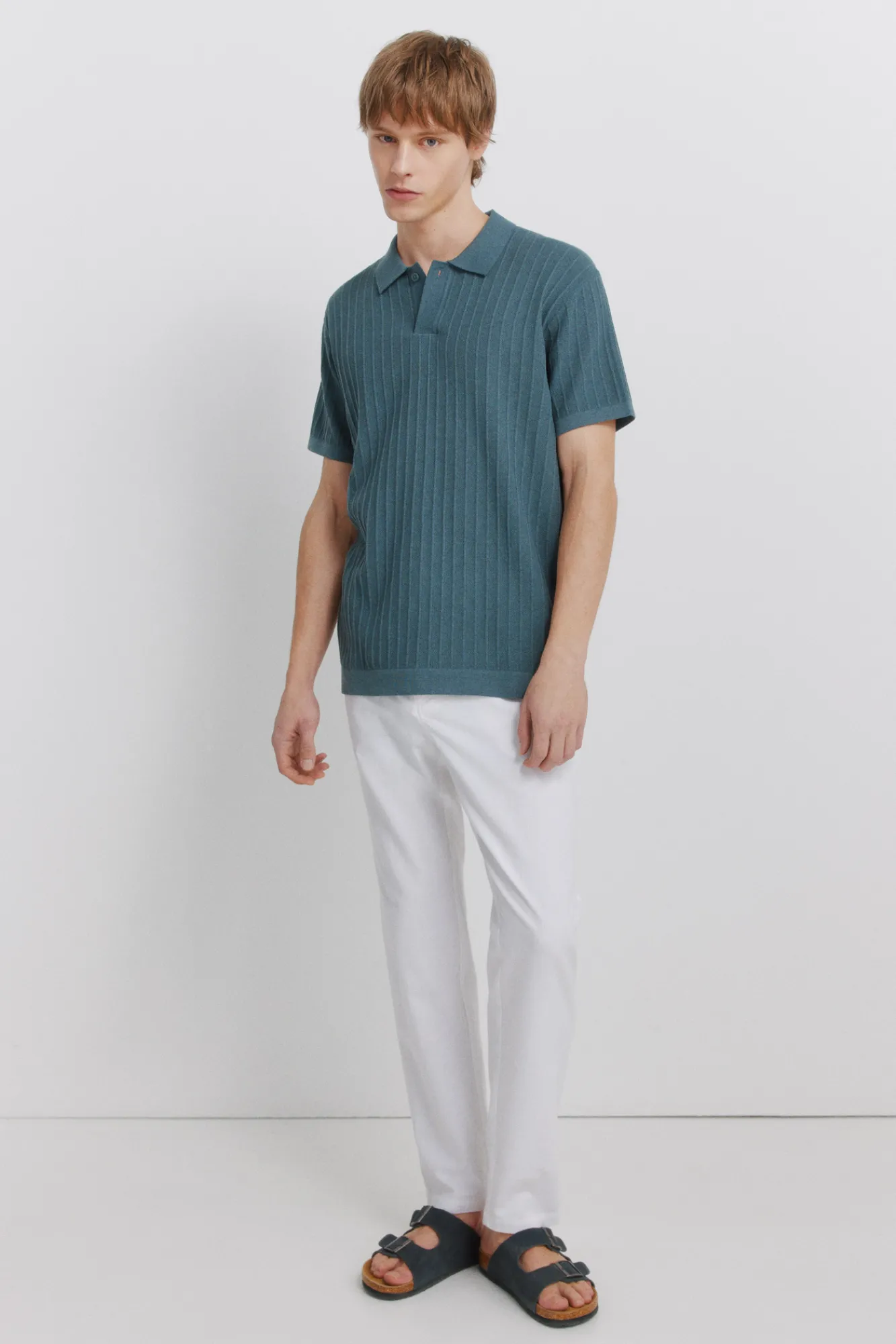 New Springfield Polo basique structuré bleu