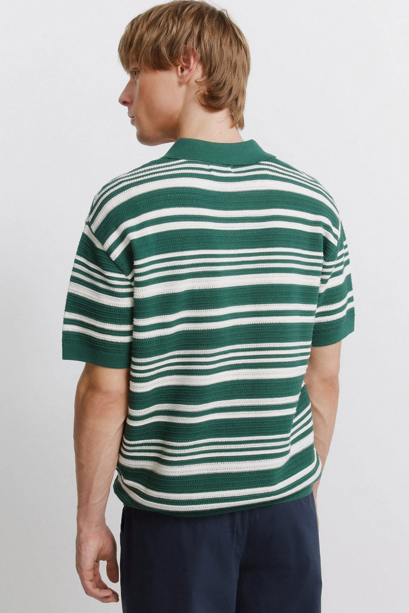 Clearance Springfield Polo en maille structurée à rayures vert