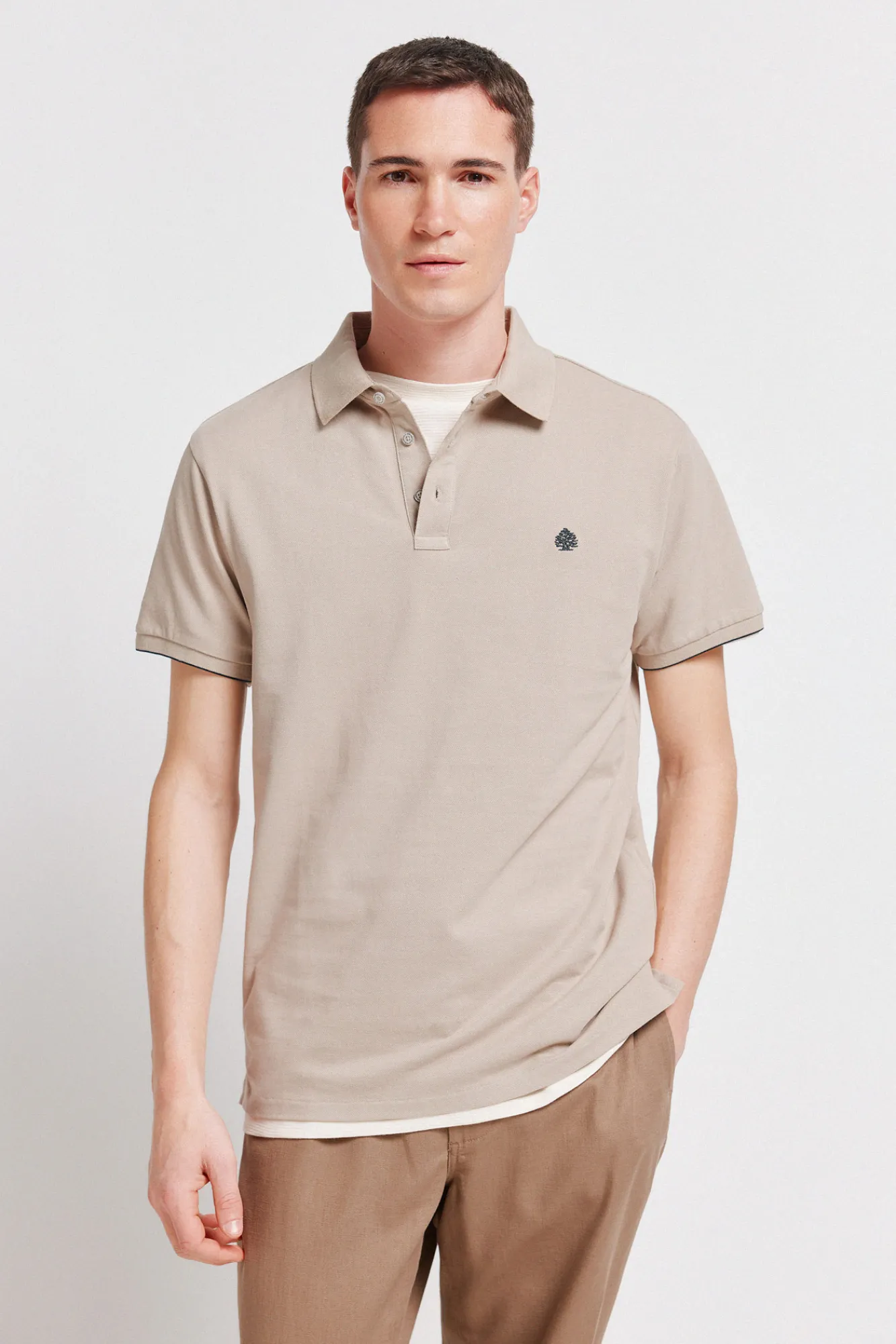 New Springfield Polo en piqué coupe slim à poignets contrastants