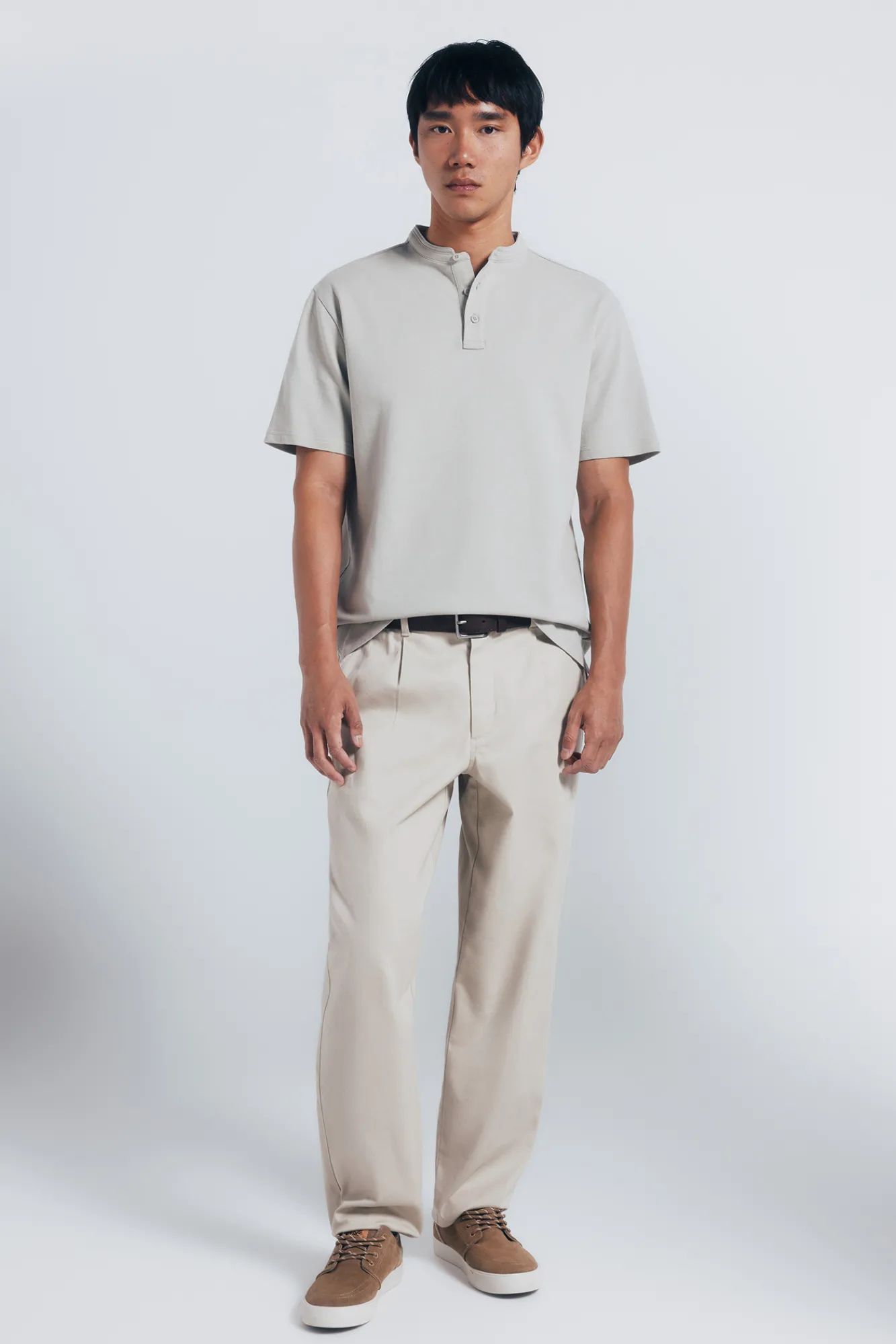 New Springfield Polo piqué col mao coupe classique beige