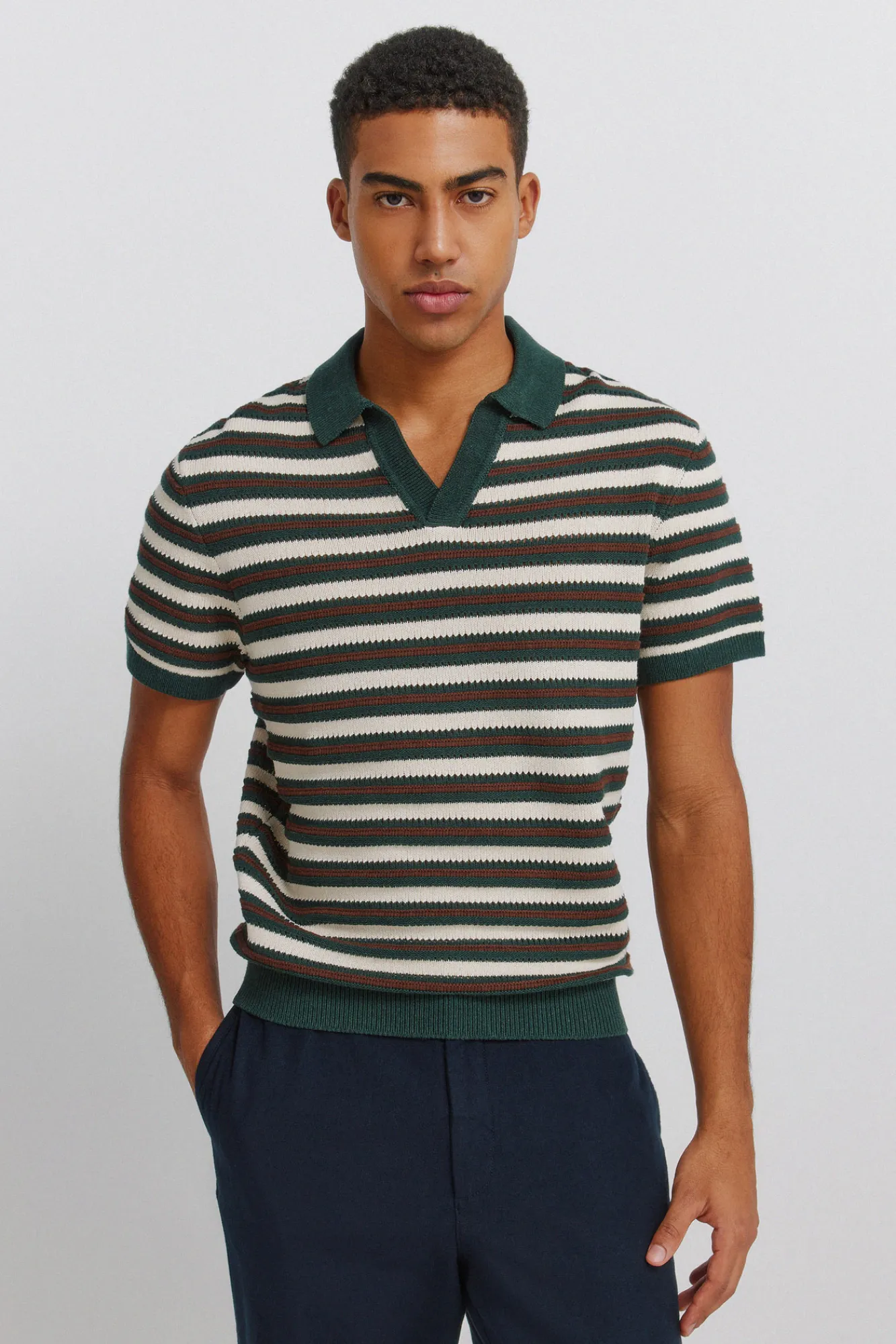 Discount Springfield Polo structuré à rayures bleu