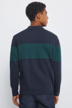New Springfield Pull &agrave; col polo pull bleu