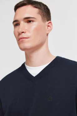 Sale Springfield Pull basique col en V logo bleu