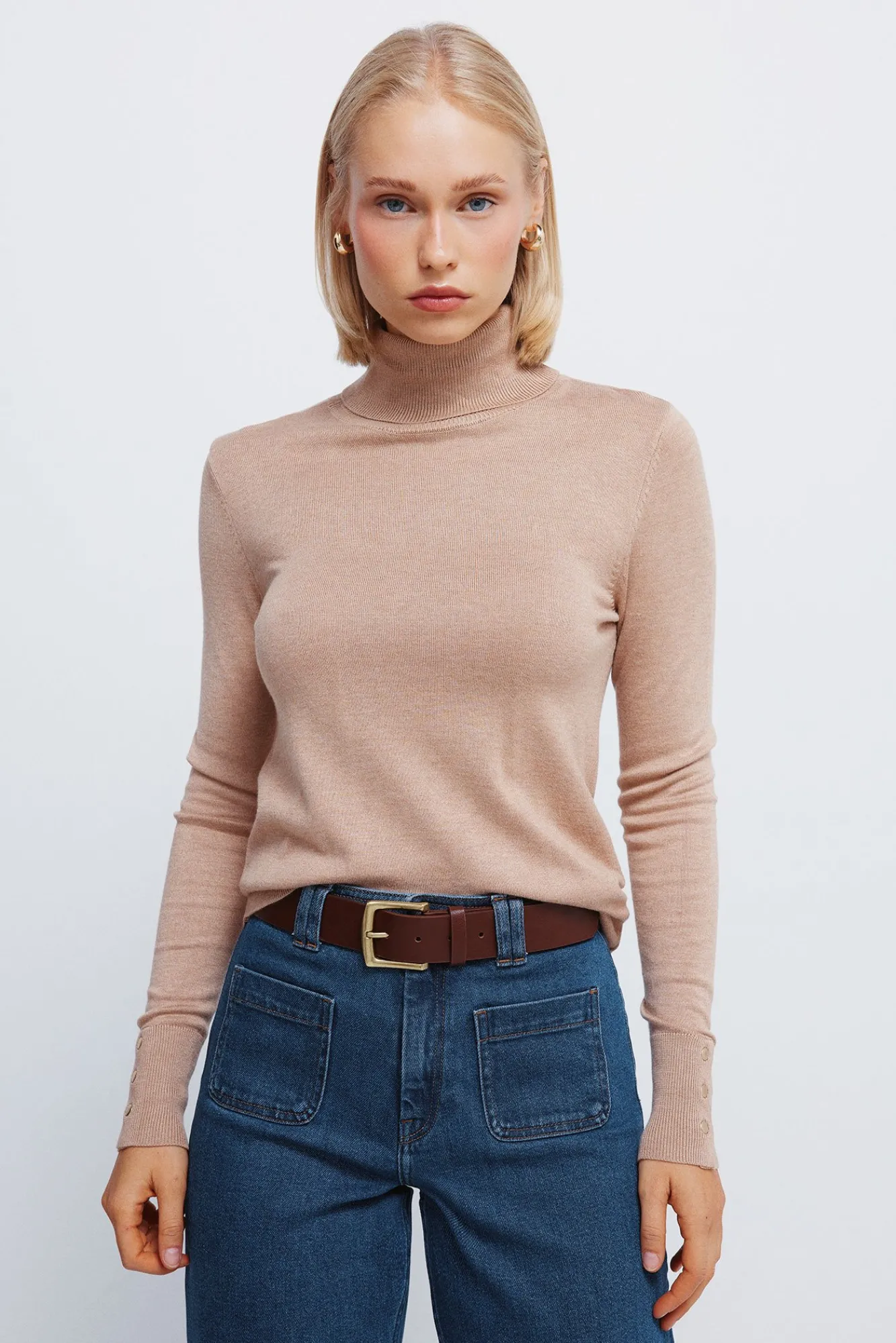 Hot Springfield Pull col avec boutons et poignets