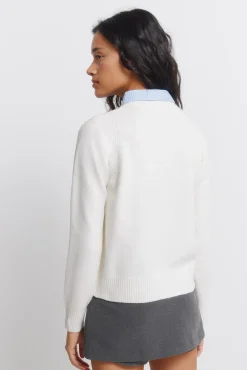 Springfield Pull col en maille marron