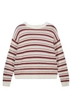 Hot Springfield Pull en maille structurée à rayures rose