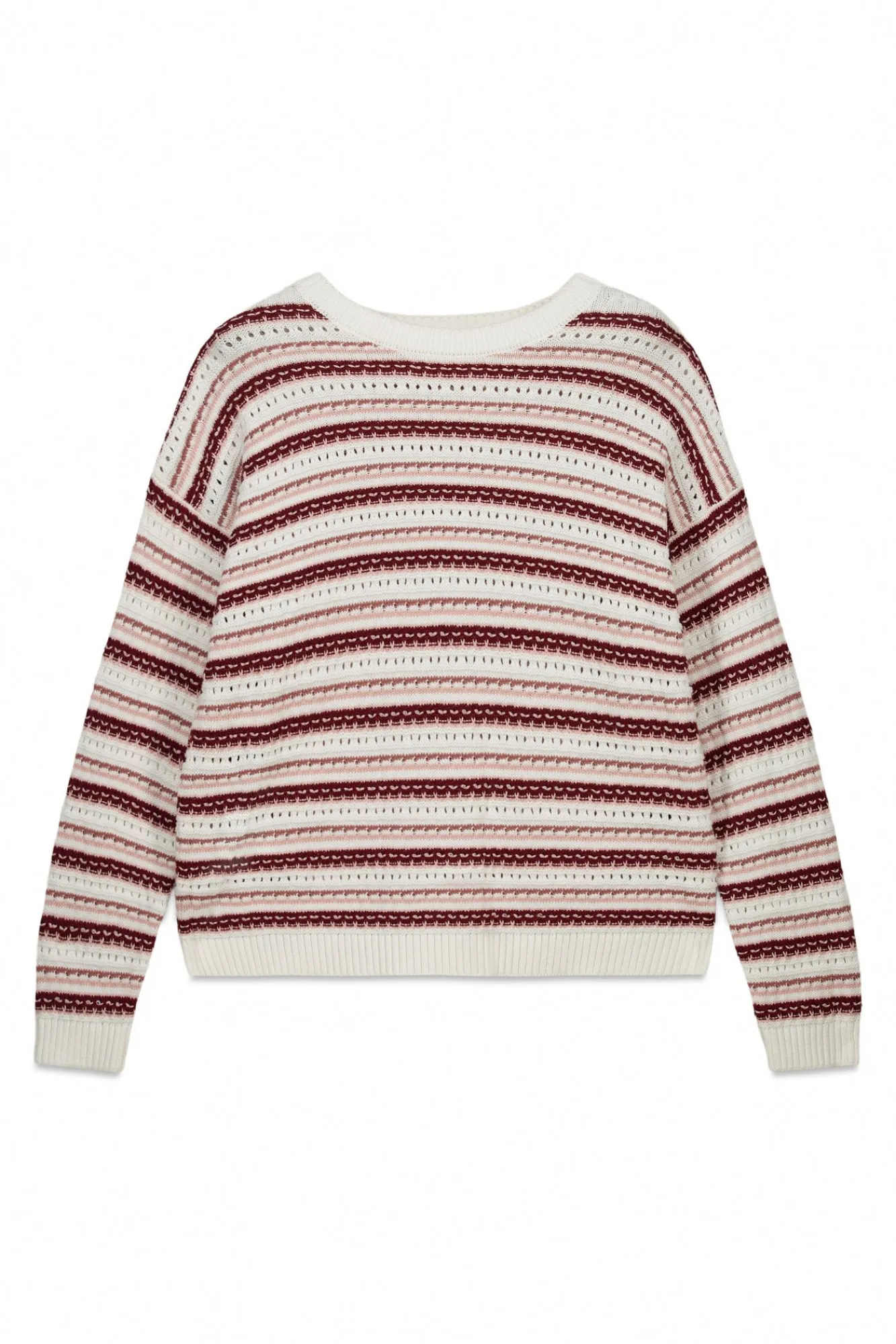 Hot Springfield Pull en maille structurée à rayures rose