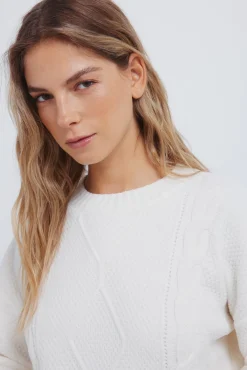 Online Springfield Pull en maille torsad&eacute;e pull blanc