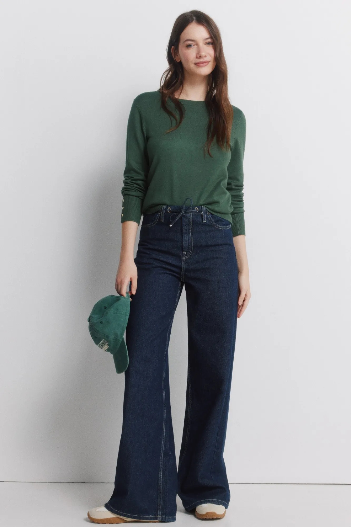 Discount Springfield Pull fin boutons poignets vert