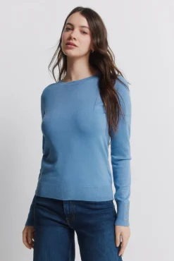 Hot Springfield Pull fin boutons poignets bleu