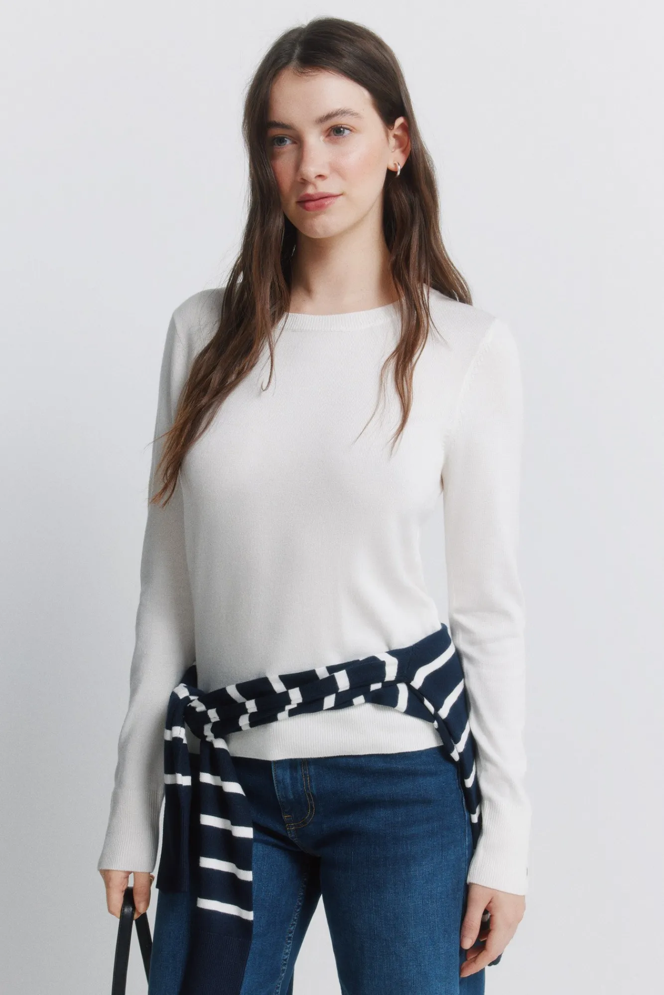 Hot Springfield Pull fin boutons poignets marron