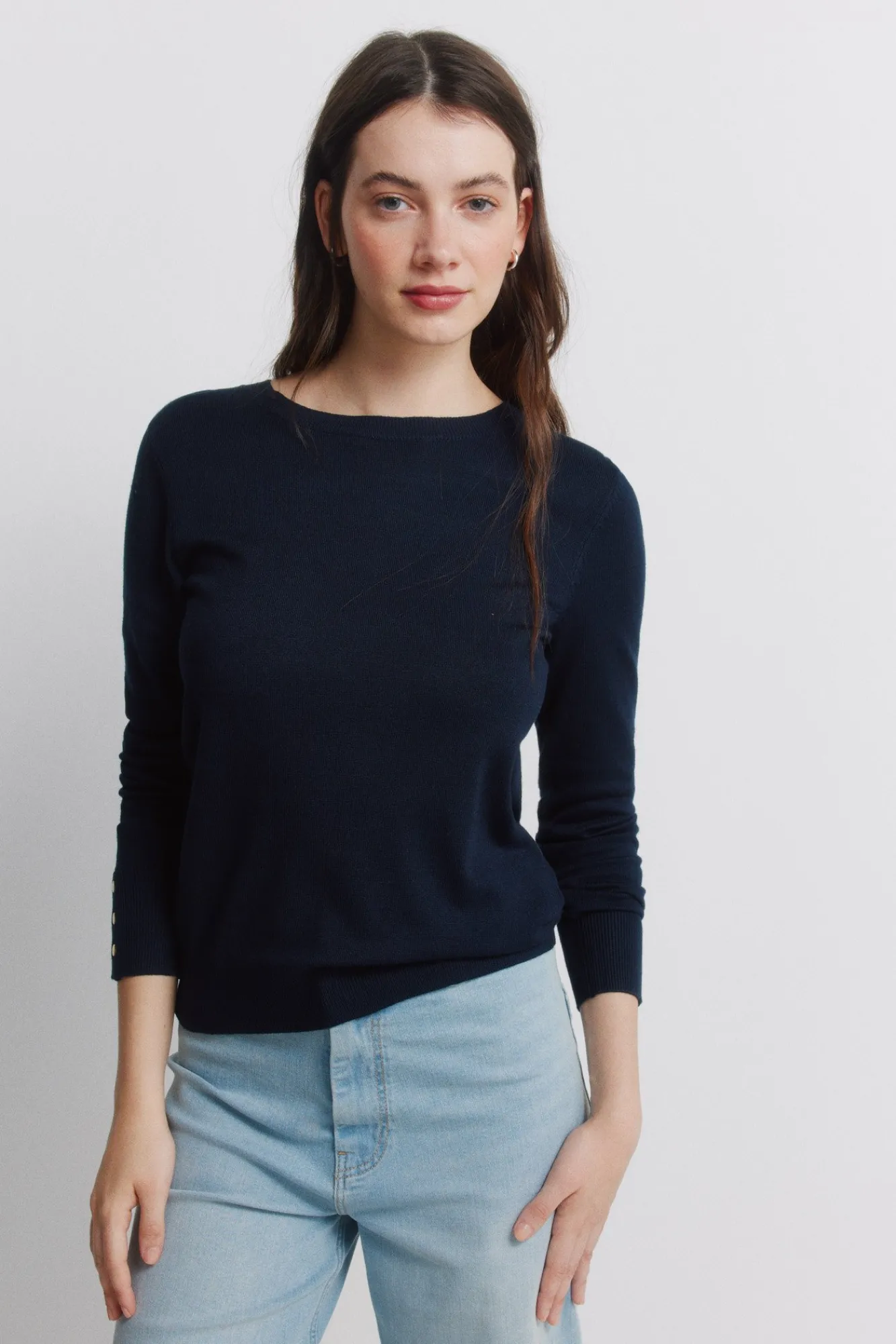 Sale Springfield Pull fin boutons poignets bleu