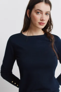 Sale Springfield Pull fin boutons poignets bleu