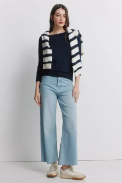 Sale Springfield Pull fin boutons poignets bleu