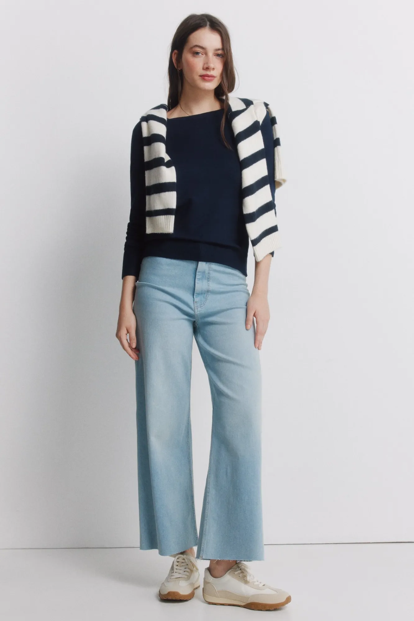Sale Springfield Pull fin boutons poignets bleu
