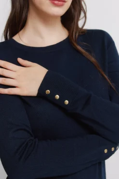 Sale Springfield Pull fin boutons poignets bleu