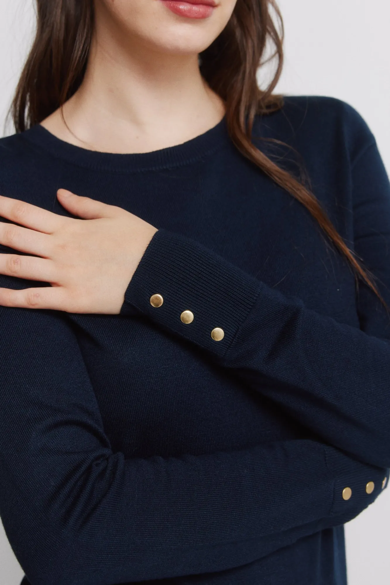 Sale Springfield Pull fin boutons poignets bleu
