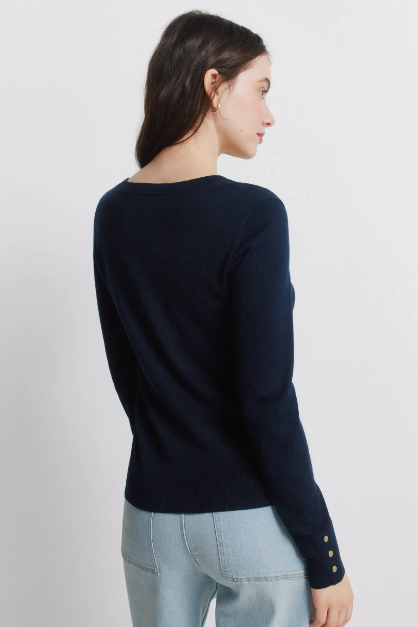 Sale Springfield Pull fin boutons poignets bleu