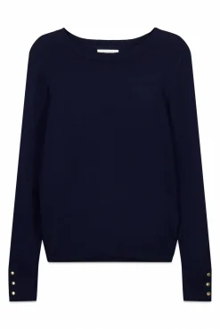 Sale Springfield Pull fin boutons poignets bleu
