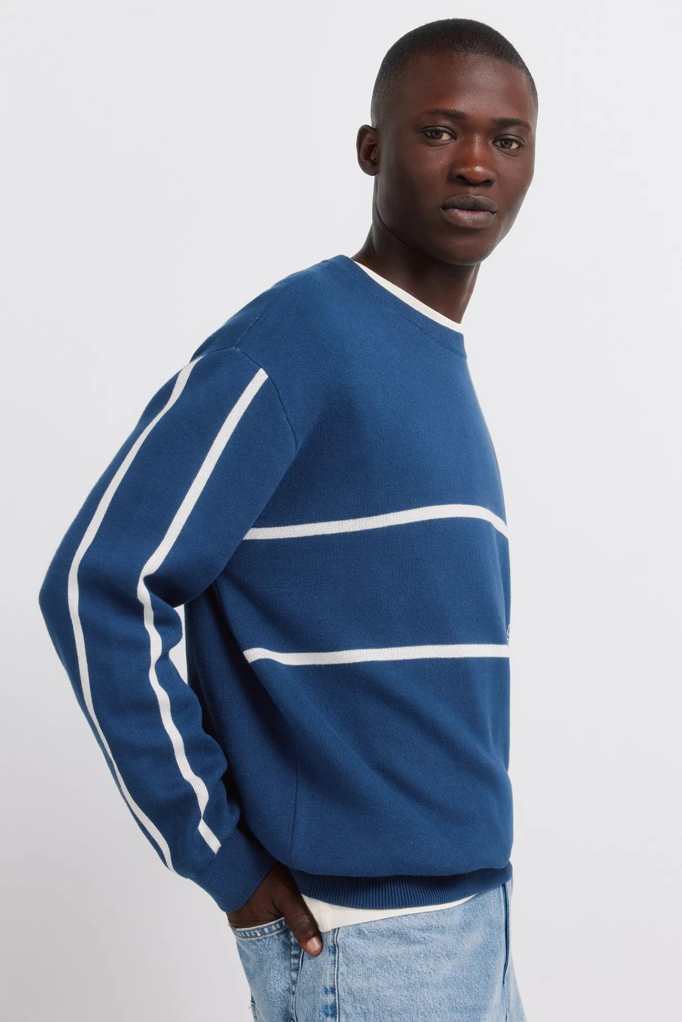 Hot Springfield Pull jacquard à texte bleu