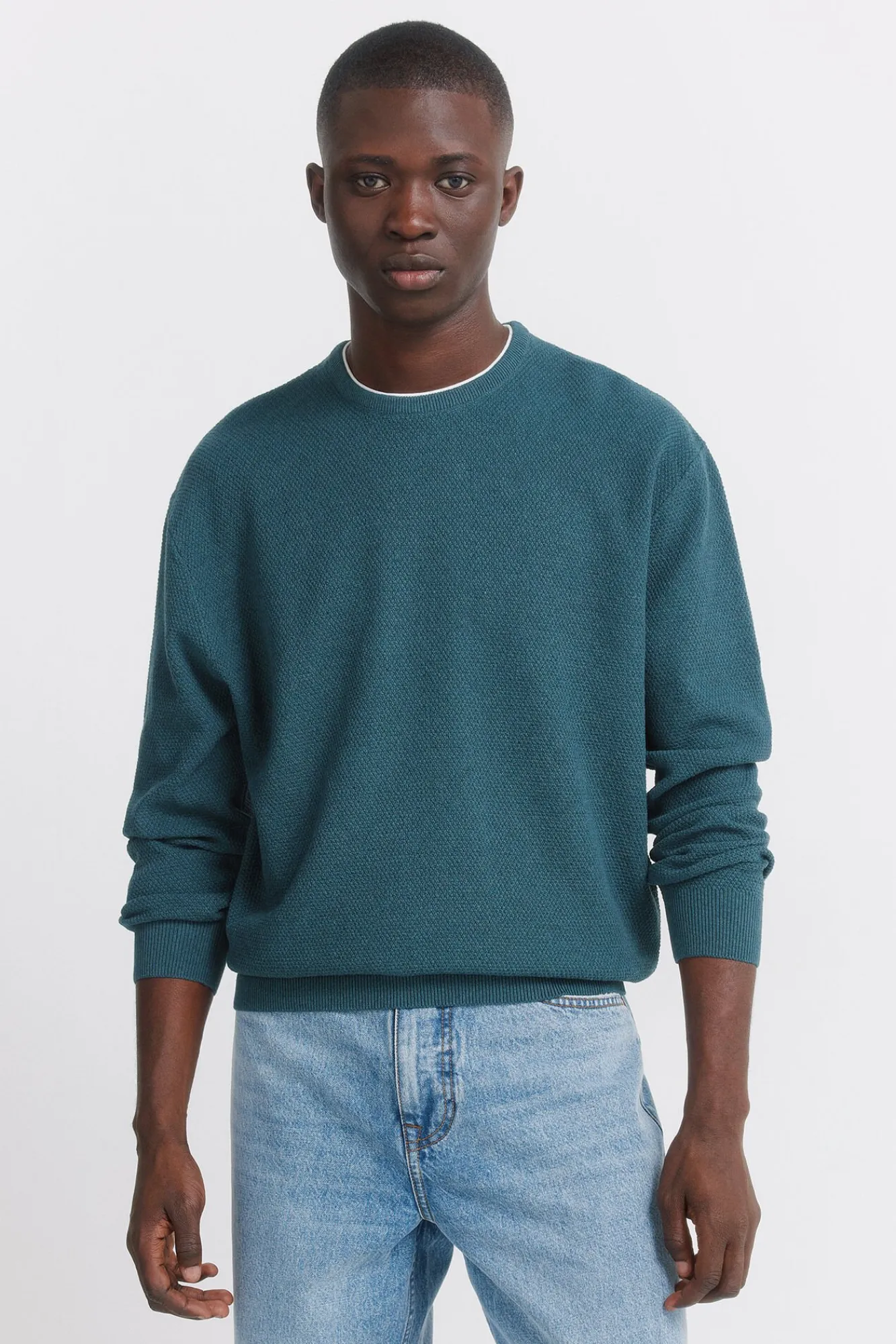 Clearance Springfield Pull maille double bleu