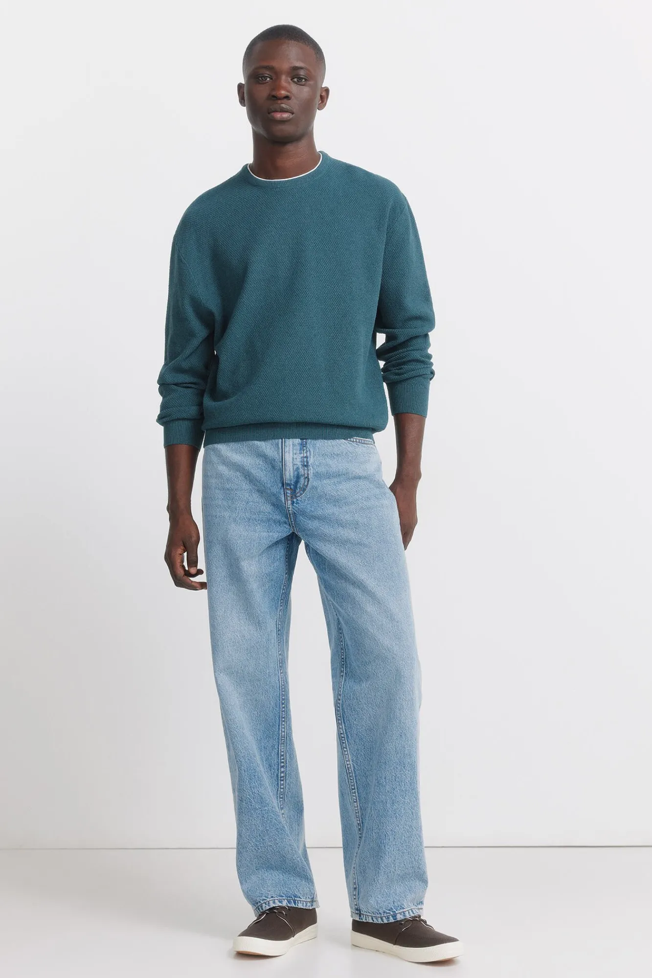 Clearance Springfield Pull maille double bleu
