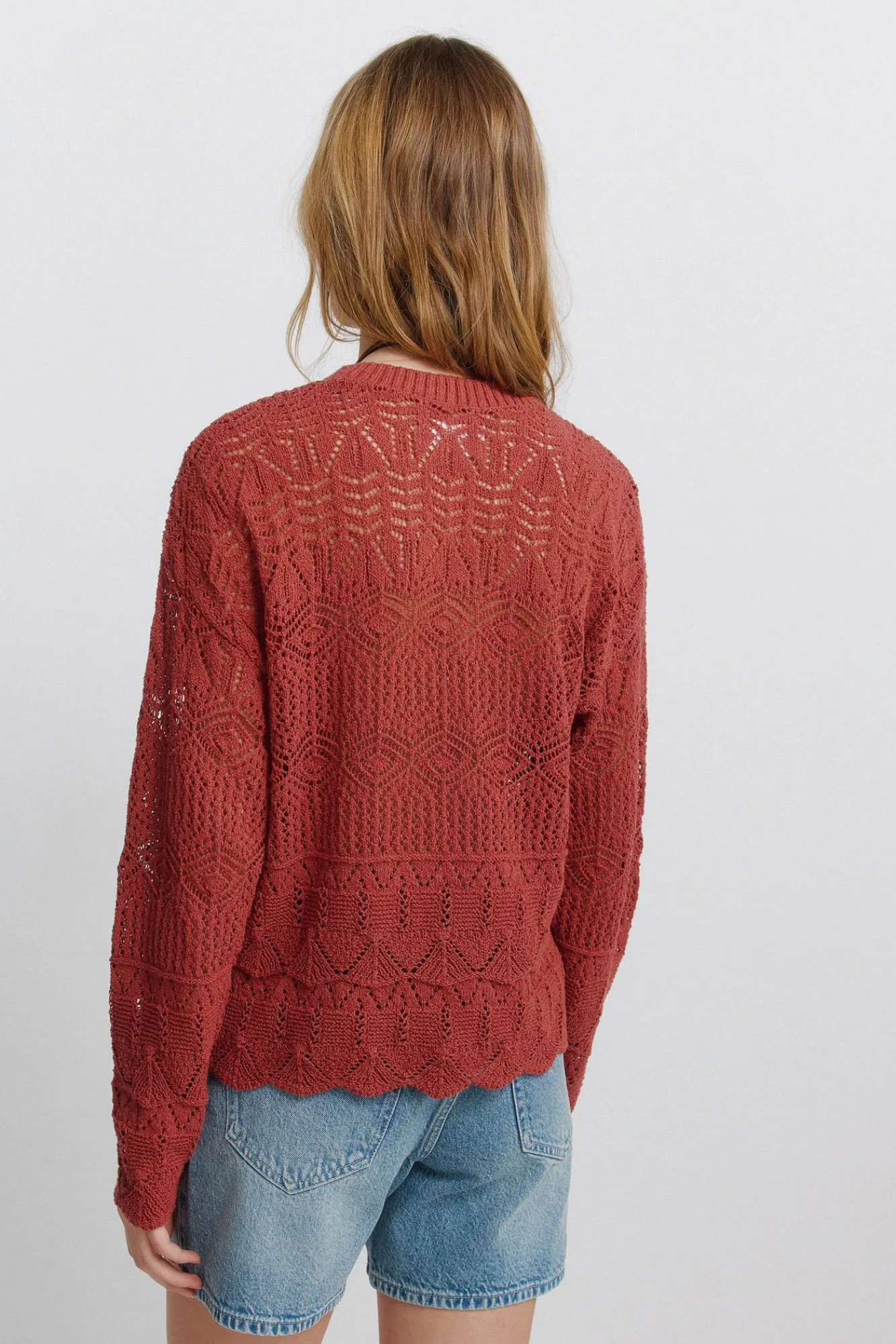 Sale Springfield Pull pointelle bordeaux