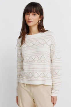 Online Springfield Pull pointelle en maille marron