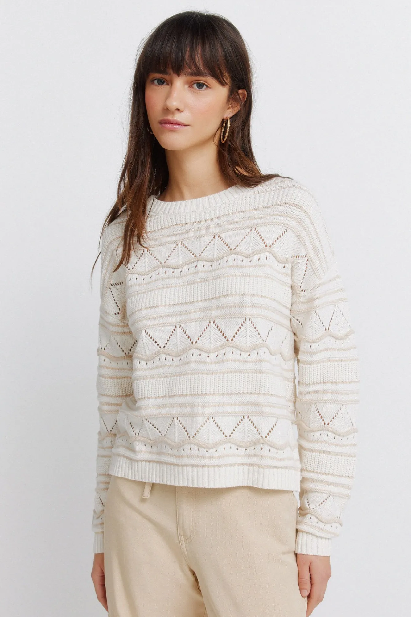 Online Springfield Pull pointelle en maille marron