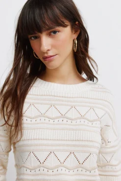 Online Springfield Pull pointelle en maille marron