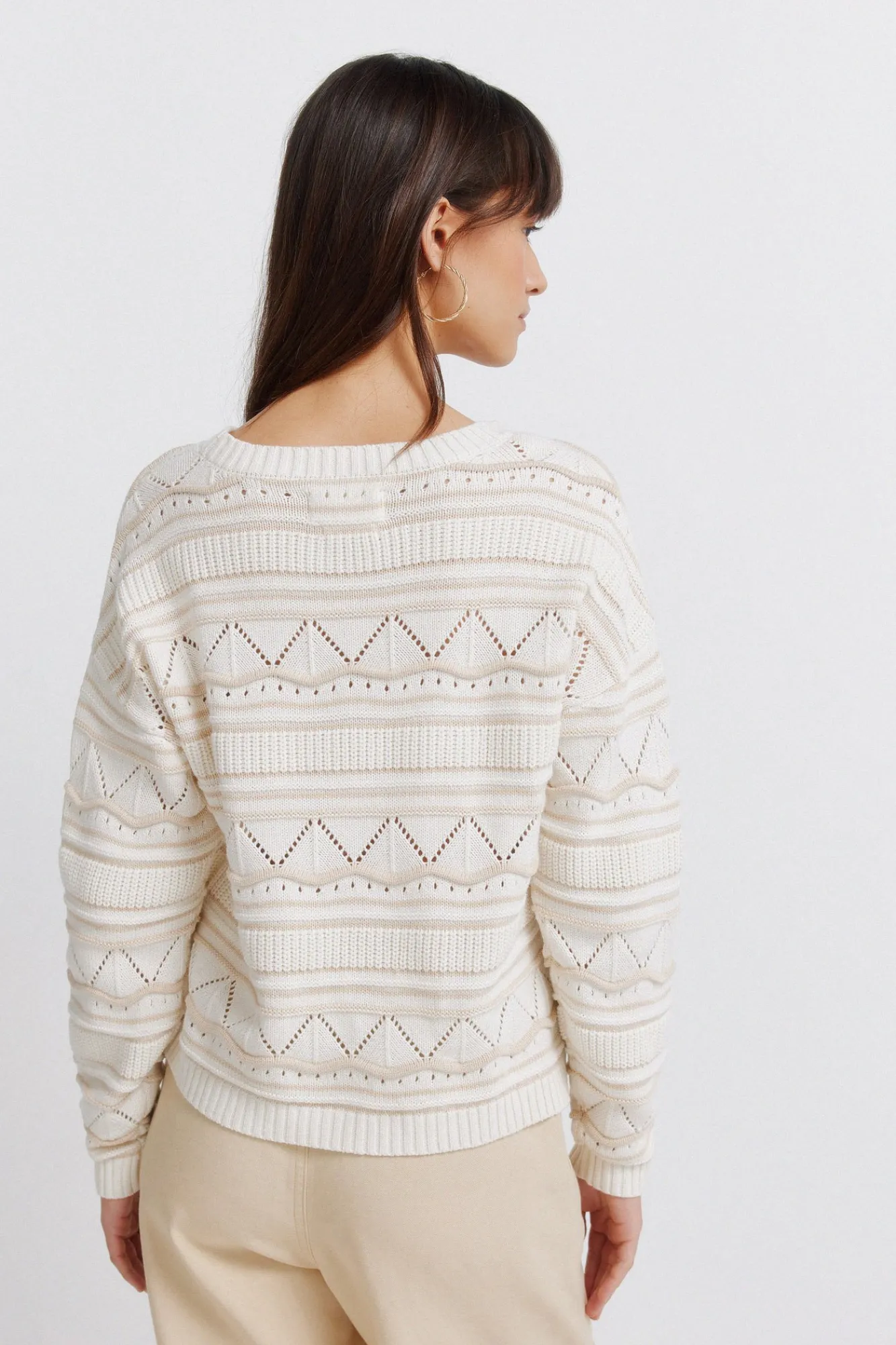 Online Springfield Pull pointelle en maille marron