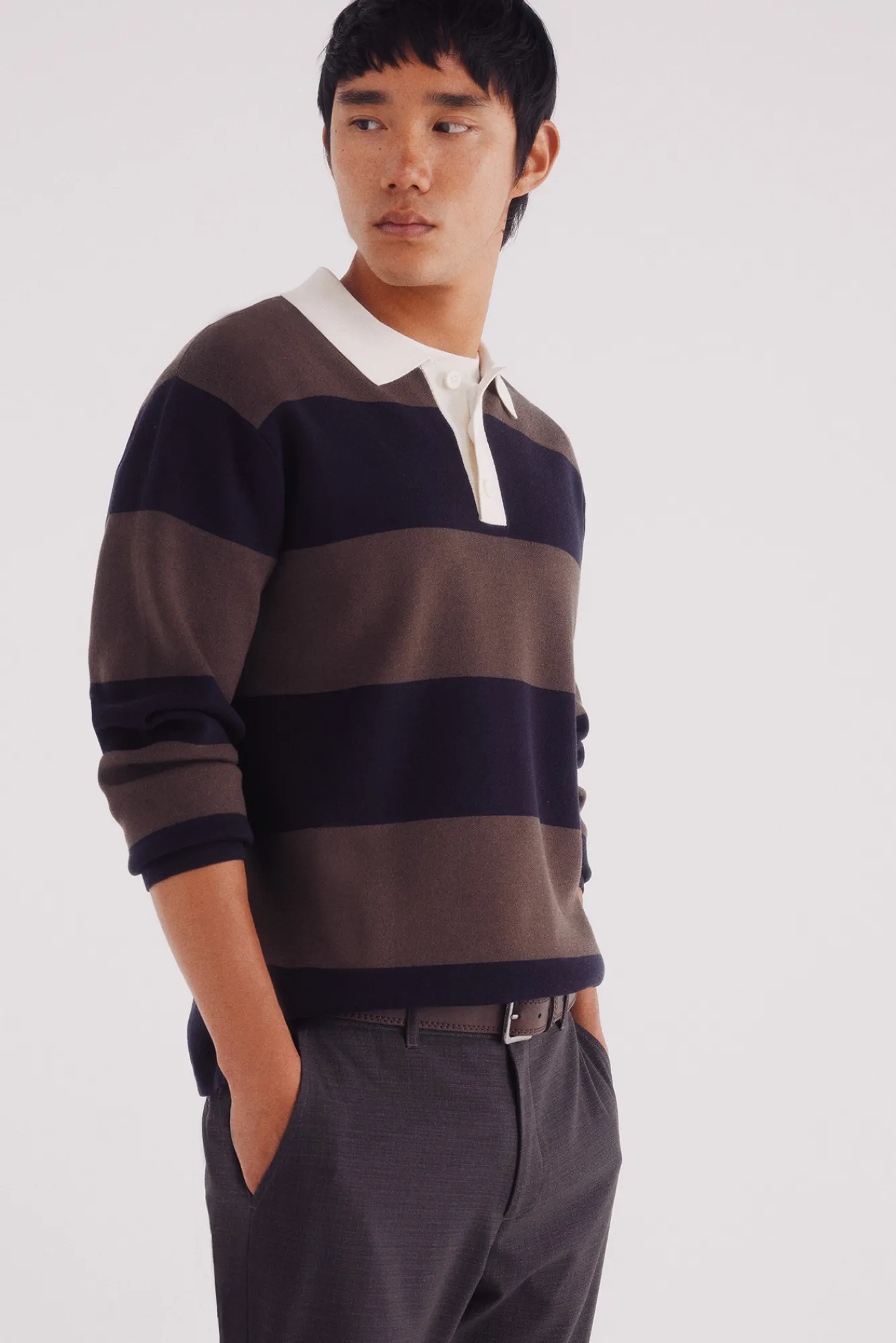Outlet Springfield Pull polo à larges rayures nude