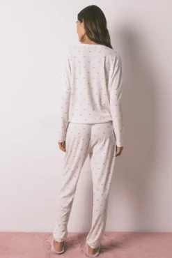 Outlet Women'secret Pyjama long en tricot gaufré blanc