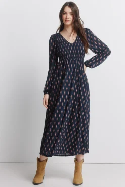 Clearance Springfield Robe à décolleté volanté bleu