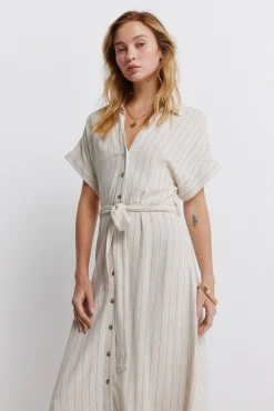 Springfield Robe chemise &agrave; rayures nude