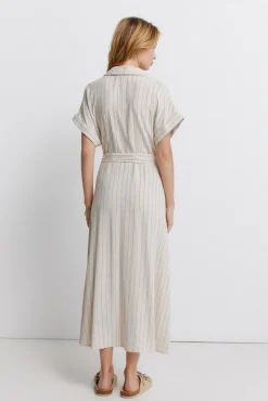 Springfield Robe chemise &agrave; rayures nude